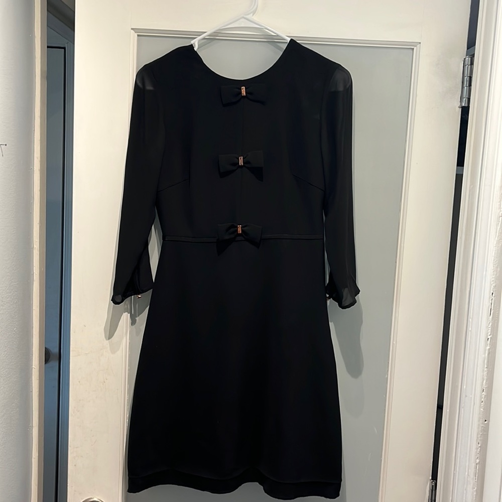 Ted Baker London black dress with Rose gold accents